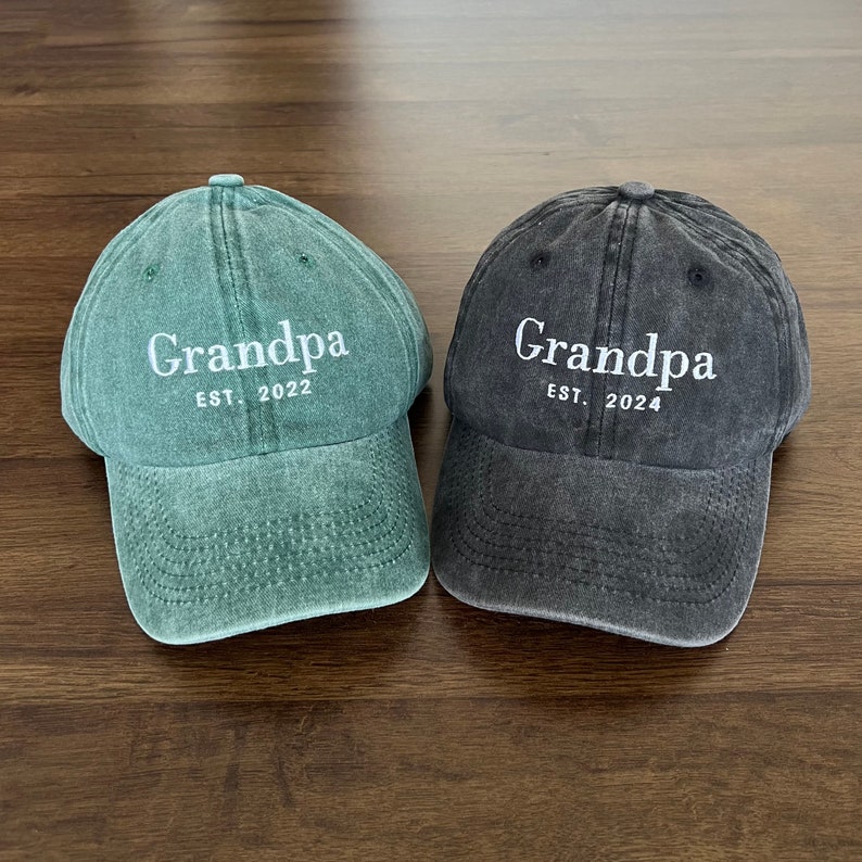 Custom Embroidered Hat, Grandpa Cap With Date, Dad Hat, Vintage Baseball Hat, Daddy Est Year Shirt, Gift For New Dad, Christmas Gift