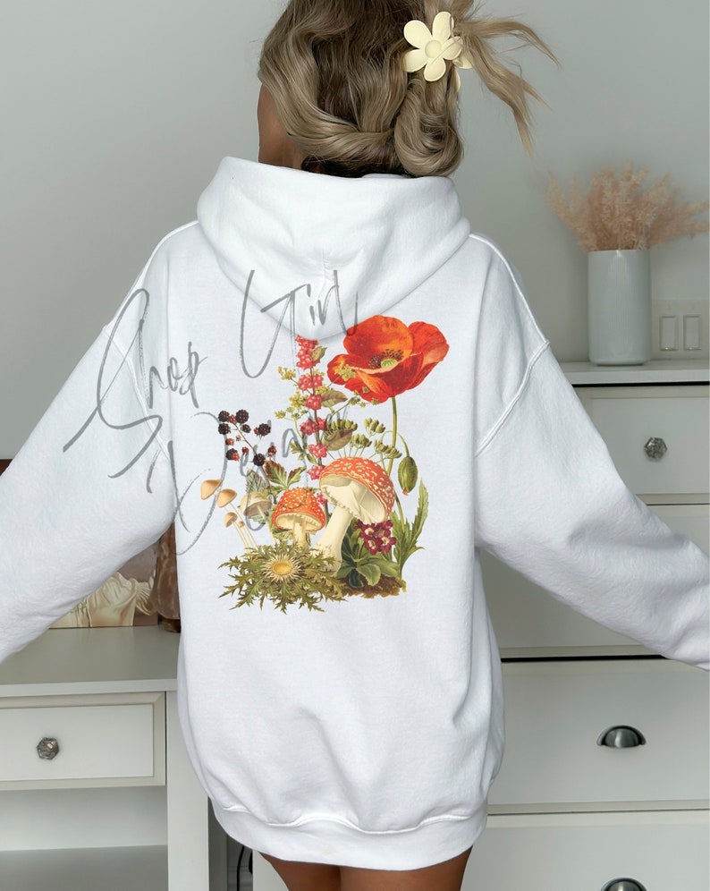 Mushroom Wildflower Hoodie, Cottagecore Sweatshirt, Mushroom Sweatshirt, naturecore shirt, Mushroom hoodie, Mushroom Floral, Nature lover