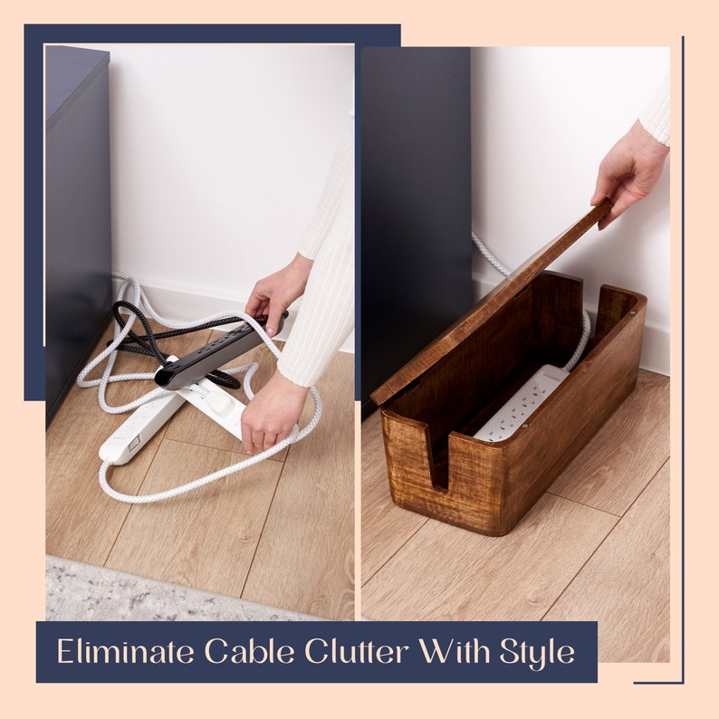 Wood Cable Management Box perfect Cord Hider / Organizer for Home, game room, Tech, Hospitals, Hotels