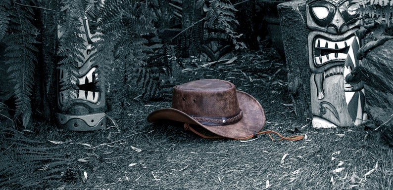 Wombat Foldable Leather Hat The Wilds Full Grain Leathers Men's Woman's Unixex Cowboy Hats Trekking Australian Bush Hat