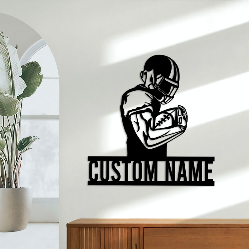 Custom American Football Metal Sign with LED Light, Football Player Name Sign, Football Coach Gift, Boys Room Decor, Sport Room Wall Hanging