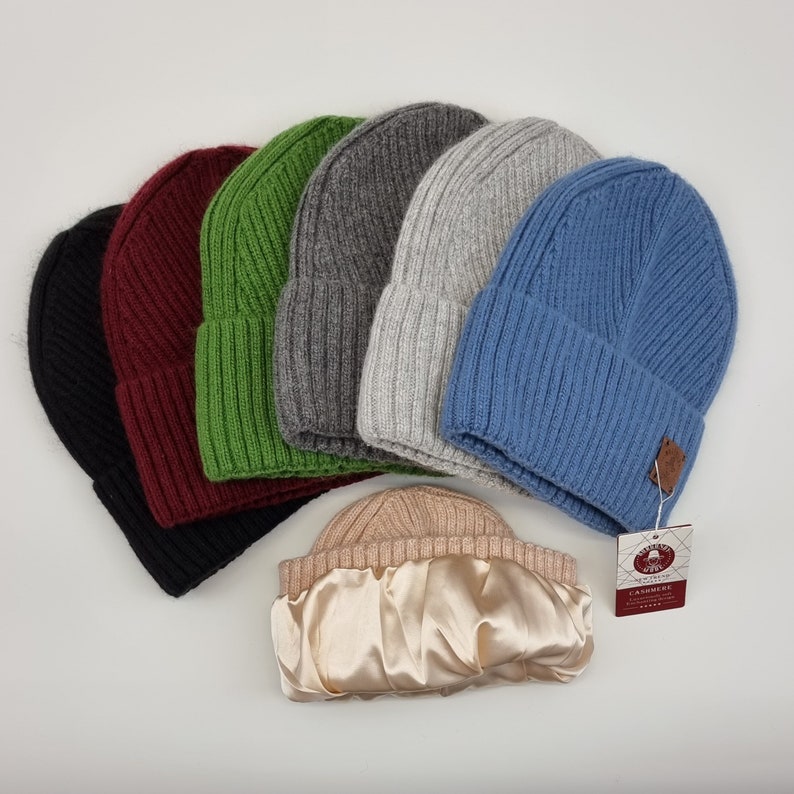 Cashmere Silk Lined Hat Beanie: Women Windproof Winter Hat for Frizz-Free Hair