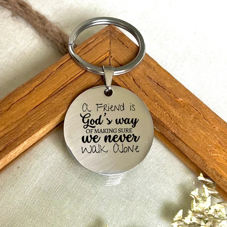 Personalized Friendship Stainless Steel Keychain - Custom Never Walk Alone Keychain - Best Friend Gift