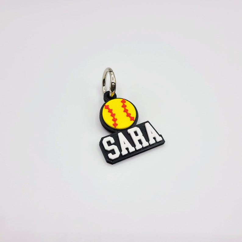 Sports (Baseball/Basketball/Football/Golf/Soccer/Softball/Tennis/Volleyball) Personalized Keychain / Keyring / Bag Tag - 3D Printed Plastic