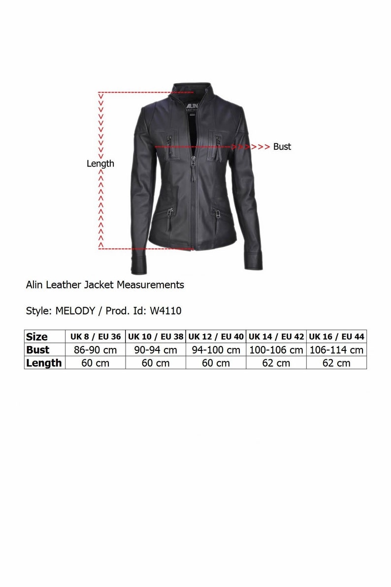 ALiN - Melody Slim Fit Women's Black Leather Jacket, Stand up Collar Genuine Lambskin Fitted Leather Coat for Women's | Leather Gift for Her