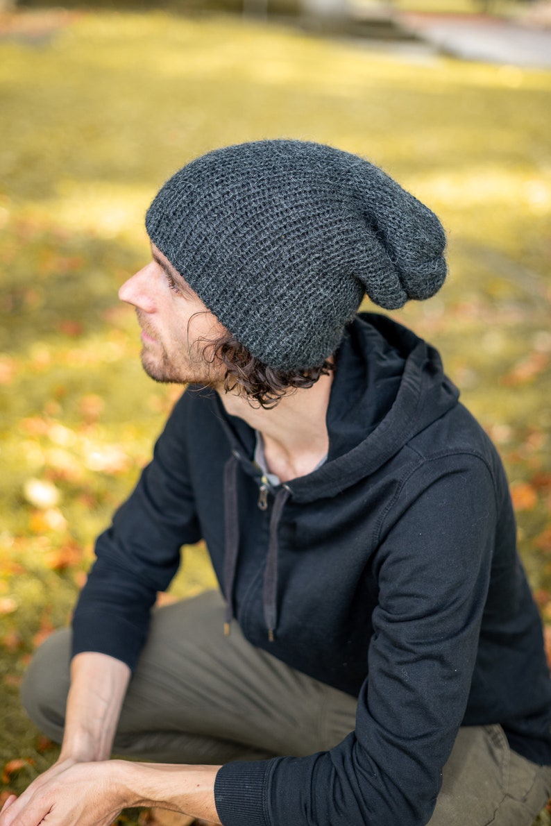 Men's pure alpaca beanie, fisherman beanie, beanie men, knit hat, winter hat, multiple colors