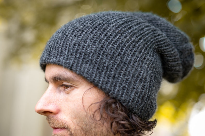 Men's pure alpaca beanie, fisherman beanie, beanie men, knit hat, winter hat, multiple colors