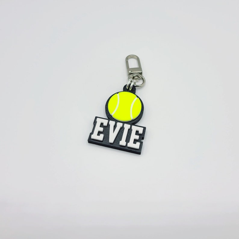 Sports (Baseball/Basketball/Football/Golf/Soccer/Softball/Tennis/Volleyball) Personalized Keychain / Keyring / Bag Tag - 3D Printed Plastic