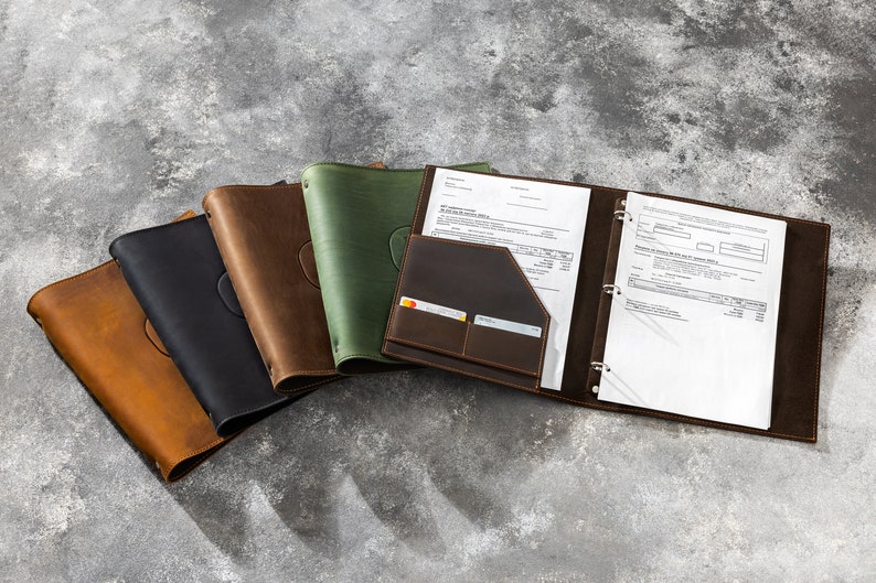 Leather Binder 3-Ring 4 colors | corporate gifts | business gifts | office gifts | Leather Portfolio | 8.5 x 11 | A4 size | refill paper