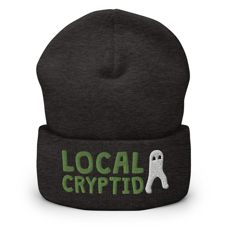 Local Cryptid Cuffed Beanie // Winter Hat, Embroidered Beanie, Cryptid, Cryptozoology, Fortean, Introvert Gift