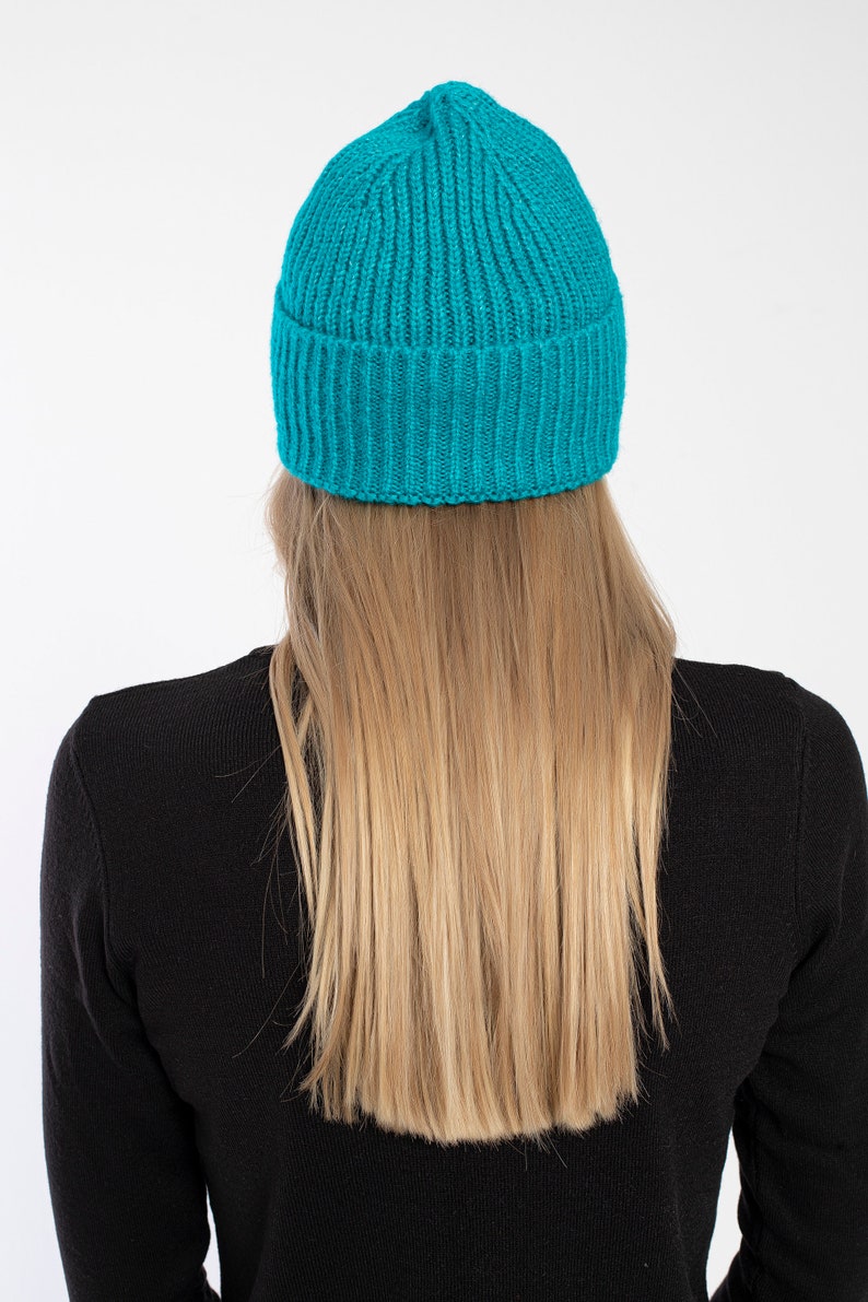 Teal Seamless Beanie Cap, Acrylic Unisex Beanie, Hatsquare Winter Beanie, Man Skull Cap, Cuffed Knit Beanie, Women Super Soft Beanie