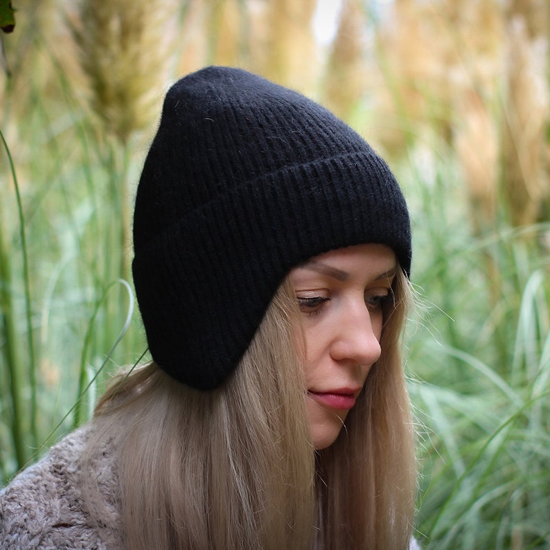 Unisex earflap hat, Women woollen winter beanie, Gift for her