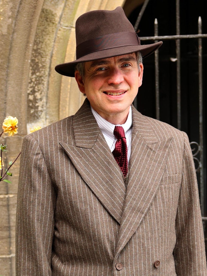 Classic Fedora Hat | Dark Brown Pure Wool Men's Hat Authentic 1940s Retro Vintage Style