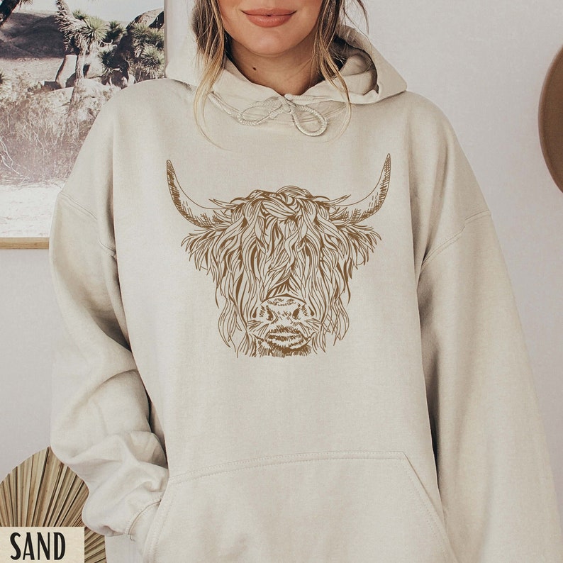 Highland Cow Hoodie, Country Hoodie, Western Sweatshirt, Highland Cow Shirt, Highland Cow Sweatshirt, Western Clothes, Farm Hoodie, Cows