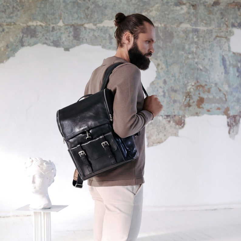 Men's Leather Backpack: Genuine Rucksack, 15-inch Laptop, ideal Carry-On and Travel bag—a personalized and thoughtful boyfriend gift