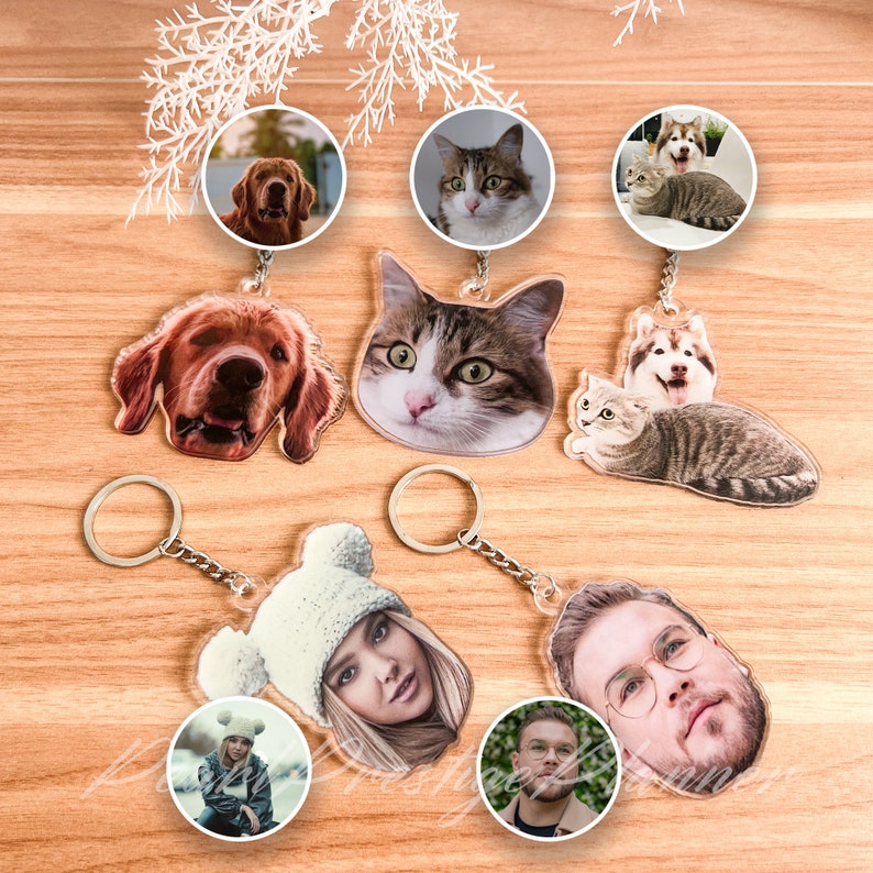 Custom Photo Keychain, Personalized Pet Portrait Keyring, Custom Acrylic Charm, Full-Color Logo Printing Ornaments, Christmas Gift For Her