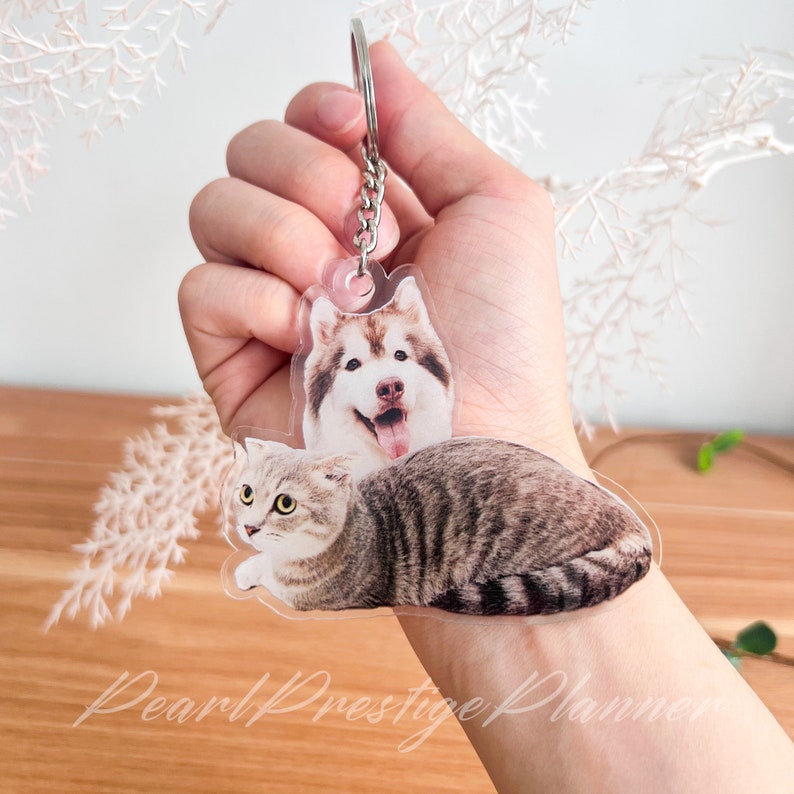 Custom Photo Keychain, Personalized Pet Portrait Keyring, Custom Acrylic Charm, Full-Color Logo Printing Ornaments, Christmas Gift For Her