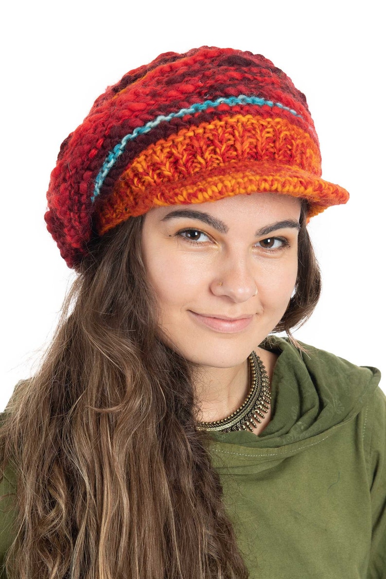 Large Orange Wool Tam O'Shanter Dread Hat