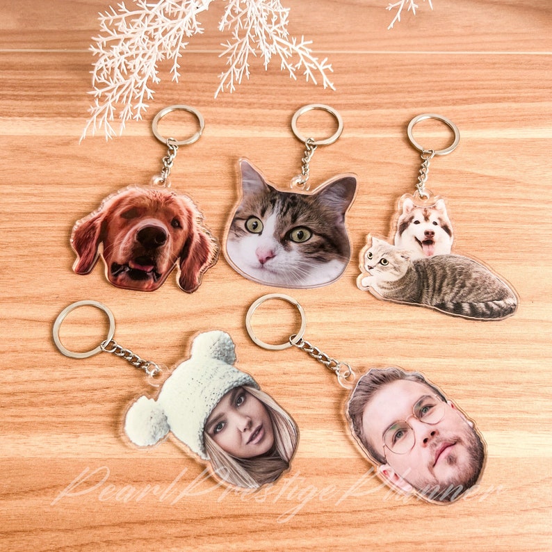 Custom Photo Keychain, Personalized Pet Portrait Keyring, Custom Acrylic Charm, Full-Color Logo Printing Ornaments, Christmas Gift For Her