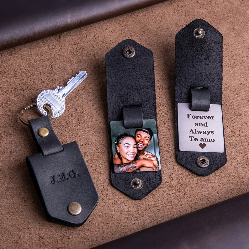 Man accessory - Leather keychain with photo, personalized gifts for him, keychain for him, gift ideas for men, unique photo gift for man