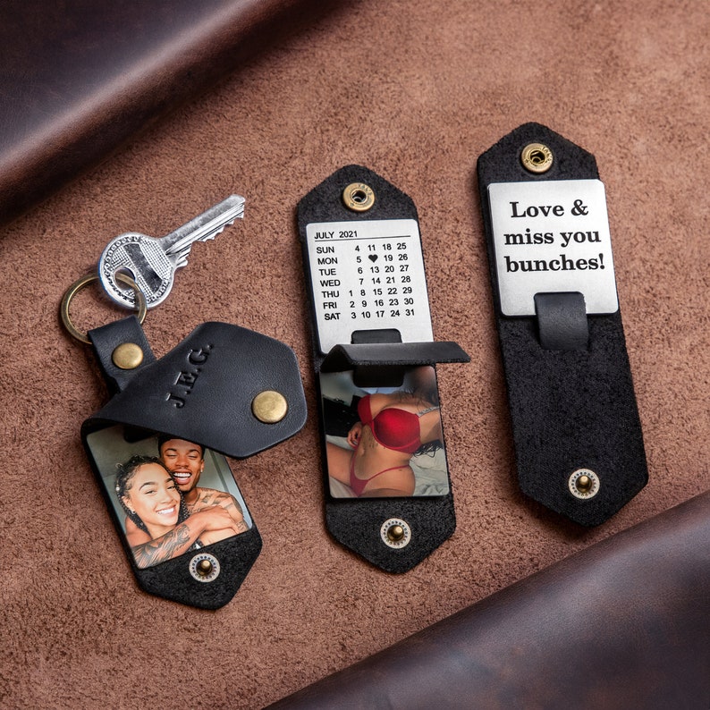 Man accessory - Leather keychain with photo, personalized gifts for him, keychain for him, gift ideas for men, unique photo gift for man