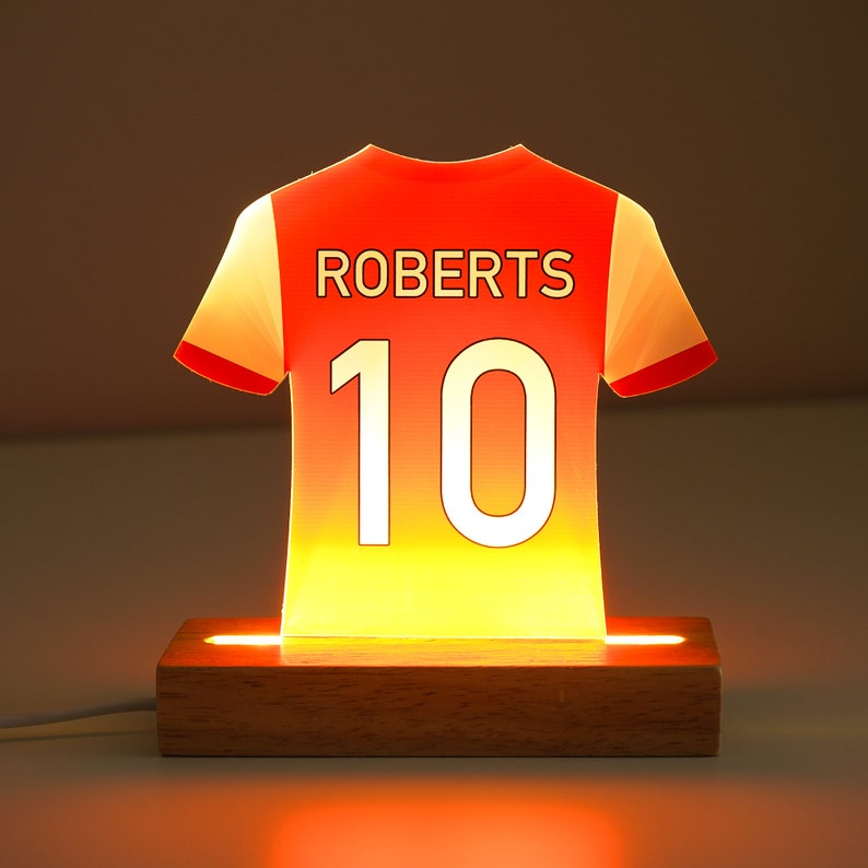 Personalised LED Football Shirt Lamp, Football Night Light Gift, Baby Gifts from Daddy, Birthday Gifts for Kids, Boys Bedroom Nursery Light