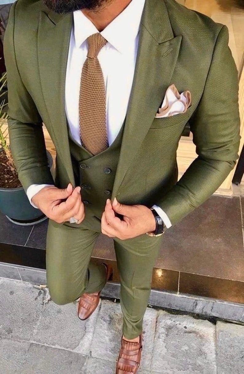 Menista Suit Stylish Three Piece Green Mens Suit for Wedding, Engagement, Prom, Groom wear and Groomsmen Suits