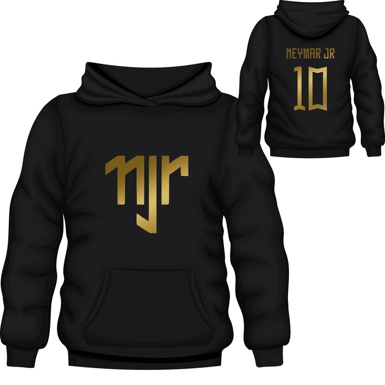 Kids Neymar Jr Inspired Soccer Hoodie Jumper footy merch Jumper Neymar Jr Merch Boys Girls Gift Top Tee Number 10 # 10 letter gold