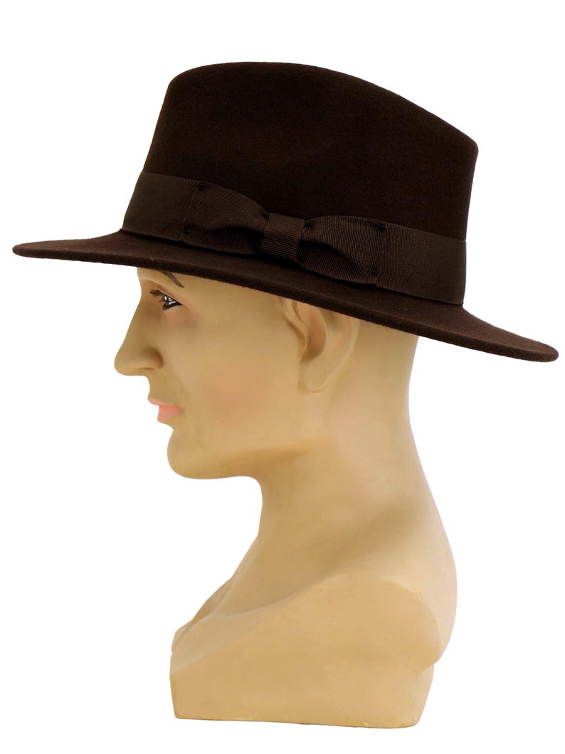 Classic Fedora Hat | Dark Brown Pure Wool Men's Hat Authentic 1940s Retro Vintage Style