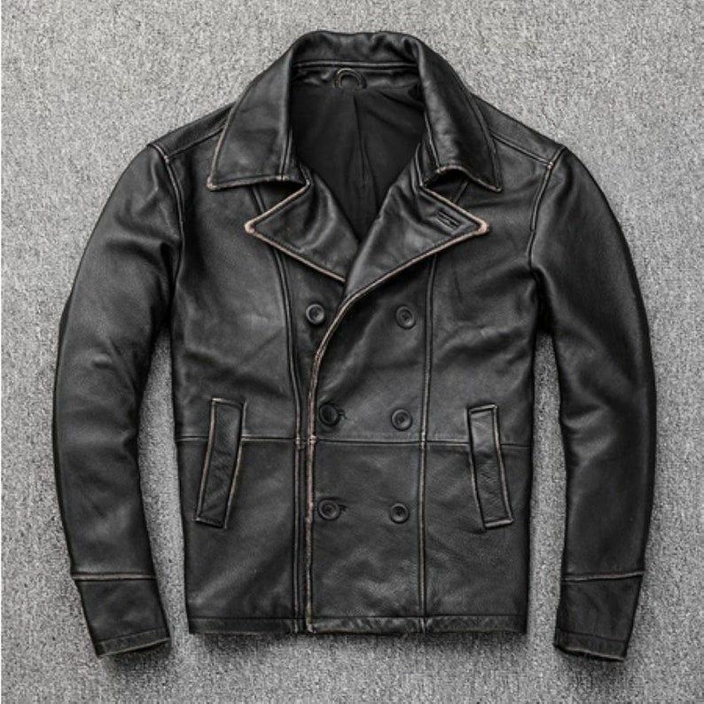 Vintage Biker Leather Jacket, Distressed Black Motorcycle Jacket, Handmade Slim Fit Leather Jacket, Retro Syle Jacket, XS to 3XL.