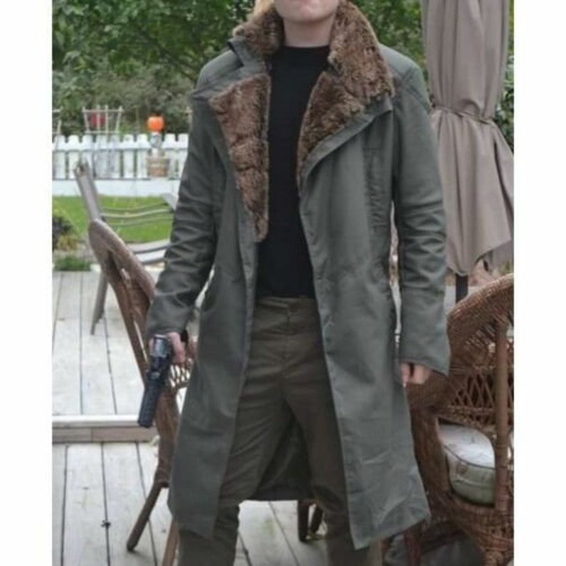 Mens Handmade Officer Blade Runner Jacket, Treanch Cotton Jacket/Coat, Vintage Cotton Coat, Slim Fit Long Cotton Coat, XS to 3XL