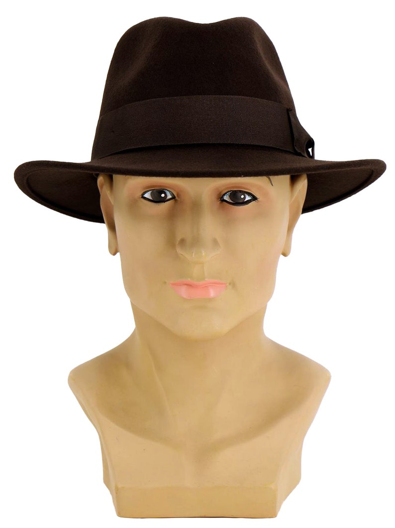 Classic Fedora Hat | Dark Brown Pure Wool Men's Hat Authentic 1940s Retro Vintage Style