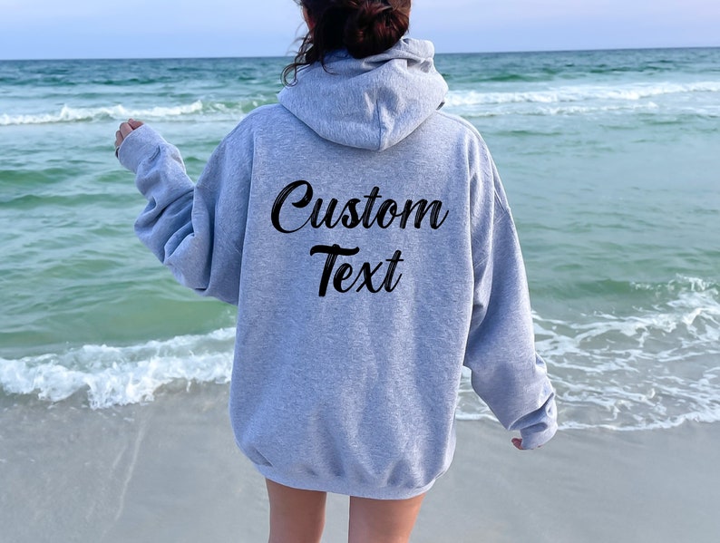 Personalised Retro Print Hoodie, Custom Text Hoodie, Retro Font Hoodie Back Print Personalized Wording Hoodie Birthday Gift For Her Jumpers