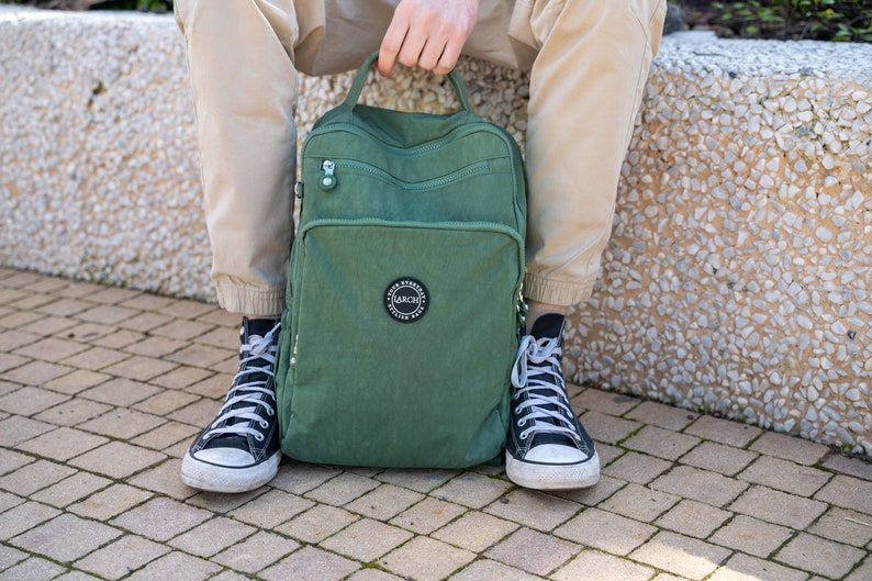 Green Outdoor Backpack, Classic Backpack, Backpack for Her & Him, 15" Laptop Backpack, College City Backpack, Daily Use, Work, Sports Bag