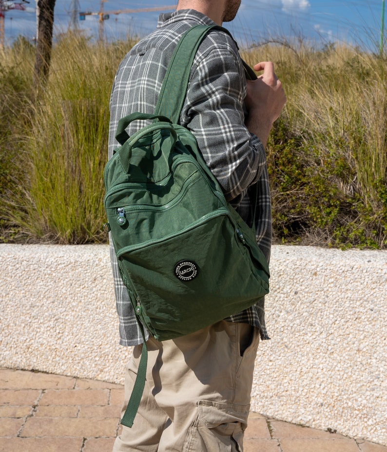 Green Outdoor Backpack, Classic Backpack, Backpack for Her & Him, 15" Laptop Backpack, College City Backpack, Daily Use, Work, Sports Bag