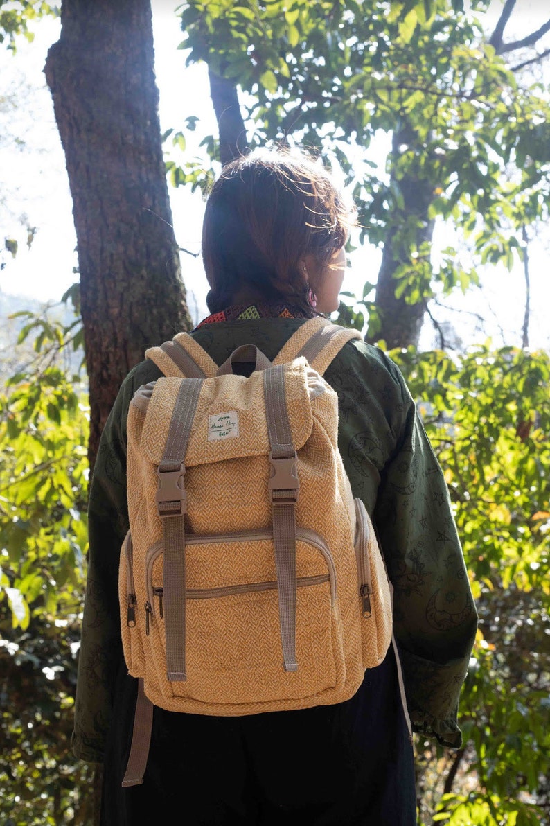 Handmade Cotton Backpack Eco-Friendly Vintage Bag Colourful Nepal Travel Backpack Ethically Crafted Organic Cotton Rucksack