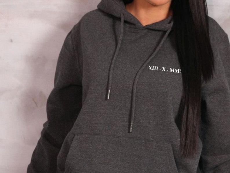 Roman Numeral Hoodie Christmas Gifts Anniversary Gifts Wedding Gift Personalised Gift Gifts for Her Engagement Gifts Bride Gift Couple gifts