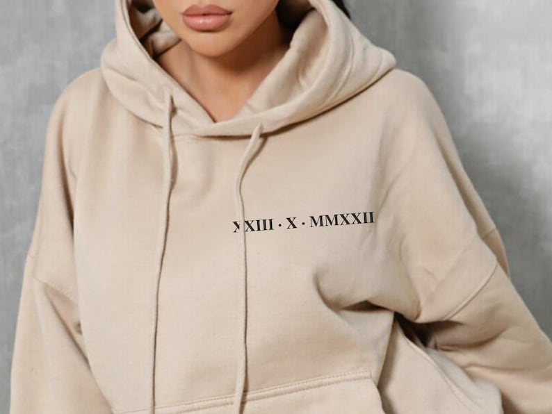 Roman Numeral Hoodie Christmas Gifts Anniversary Gifts Wedding Gift Personalised Gift Gifts for Her Engagement Gifts Bride Gift Couple gifts