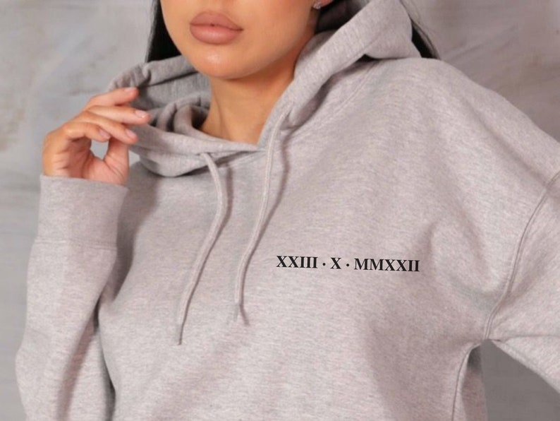 Roman Numeral Hoodie Christmas Gifts Anniversary Gifts Wedding Gift Personalised Gift Gifts for Her Engagement Gifts Bride Gift Couple gifts