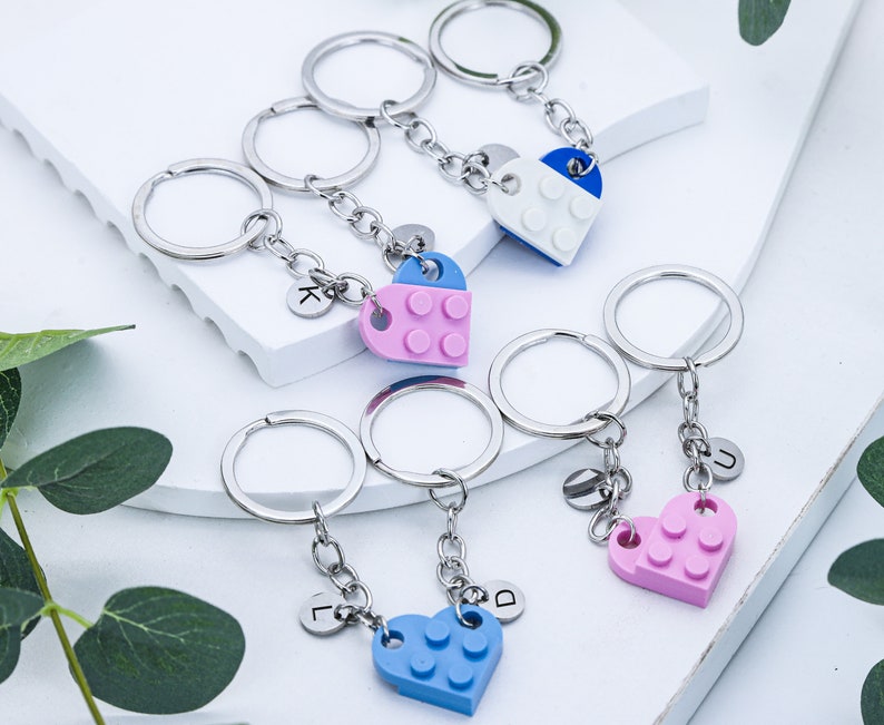 Personalized Initial Heart Keychain Set,Initials Matching keychains for her/ Friend/Couple ,Personalisation Couple Boyfriend Girlfriend Gift