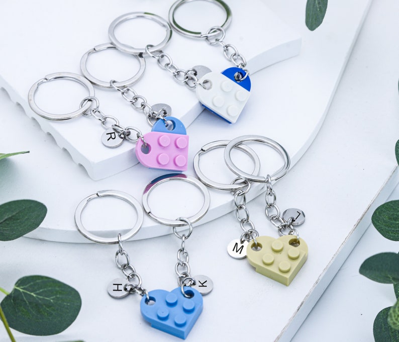 Personalized Initial Heart Keychain Set,Initials Matching keychains for her/ Friend/Couple ,Personalisation Couple Boyfriend Girlfriend Gift