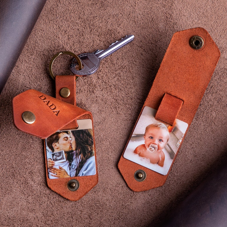 Man accessory - Leather keychain with photo, personalized gifts for him, keychain for him, gift ideas for men, unique photo gift for man