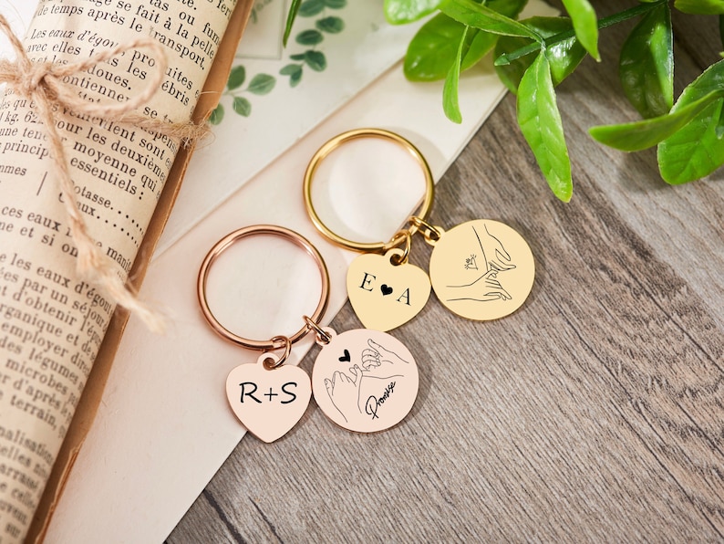 Personalized Keyrings,Pinky Promise Keychain,Pinky Promise Keyring, Engraved Stainless Keychain, Birthday Gift,Custom Key Chain, Couple Gift