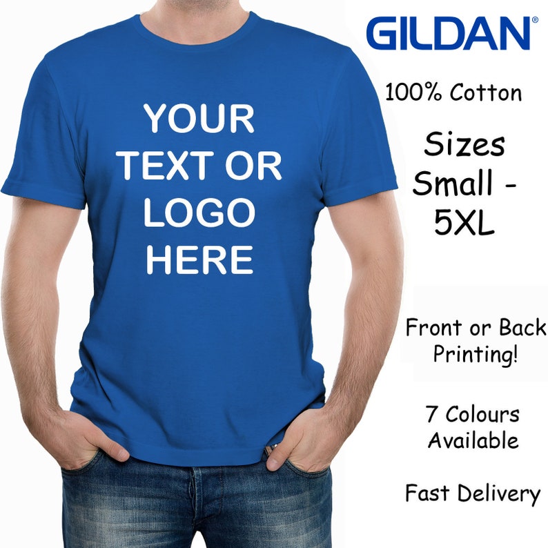 Custom Printed Men's Personalised Front or Back T-Shirt Photos and Text