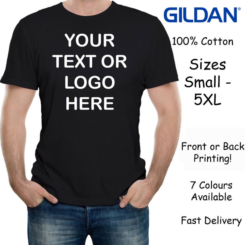 Custom Printed Men's Personalised Front or Back T-Shirt Photos and Text