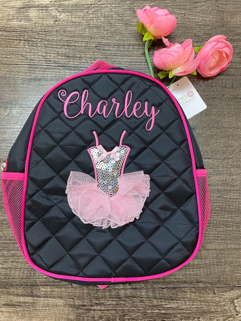 Monogrammed little ballerina dance backpack