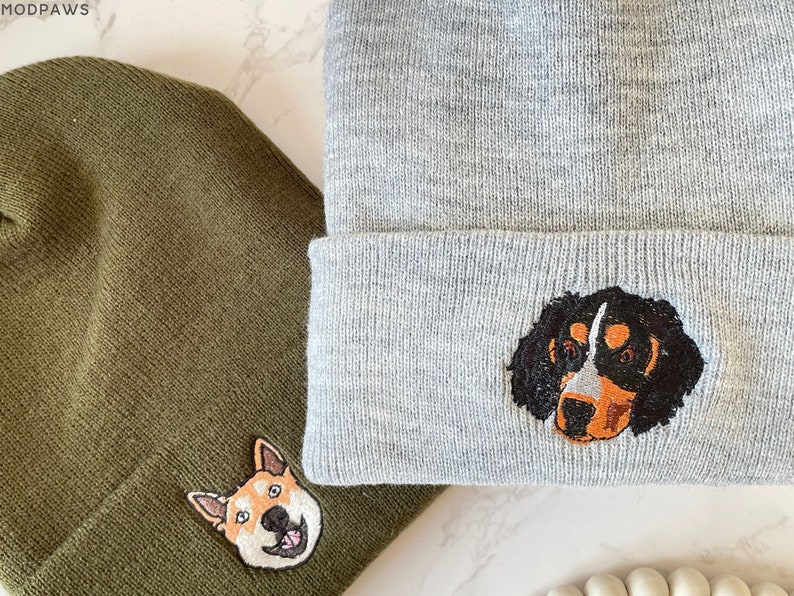 Custom Pet Beanie Using Pet Photo Personalized Dog Winter Hat Custom Cat Toboggan Hat Beanies for Men or Women Ladies Snow Hat Skullcap