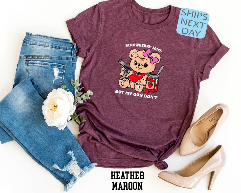 Strawberry Jams But My Glock Don't Shirt, Cute Bear Shirt, Funny Bear Shirt, Sarcastic Shirt, Funny Sweatshirt, Strawberry Jam Lovers Shirt