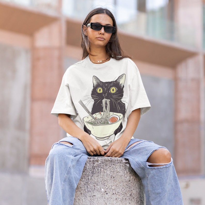 Ramen Cat T-Shirt | Cat Lover Gift, Kawaii Shirt, Alt Clothing, Anime Cat T-Shirt, Japanese Shirt, Foodies Shirt, Ramen Lover, Kitty Tee