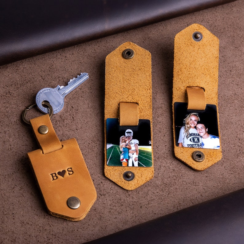 Man accessory - Leather keychain with photo, personalized gifts for him, keychain for him, gift ideas for men, unique photo gift for man